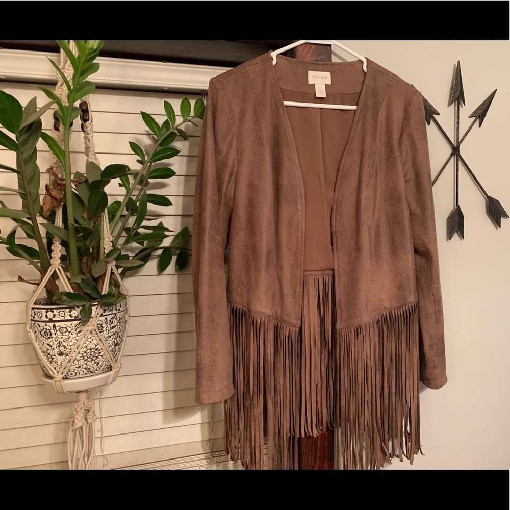 Chico’s Brown Fringe Jacket